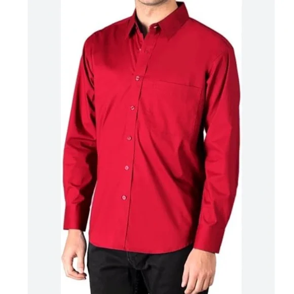 Pierre Cardin Shirts | Pierre Cardin Slim Fit Button Down Long Sleeve Dress Shirt | Color: Red | Size: M | Isa78's Closet